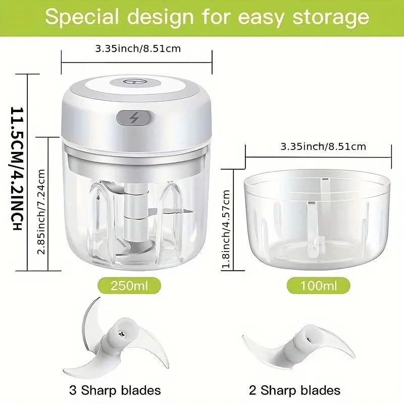 Electric Garlic Chopper,Usb RECHARGEABLE Mini Portable Vegetable Chopper,Garlic Grinder Masher,Wireless Food Processor for Ginger,Chili,Fruit,Meat Garlic Grinder Masher Onion Chopper