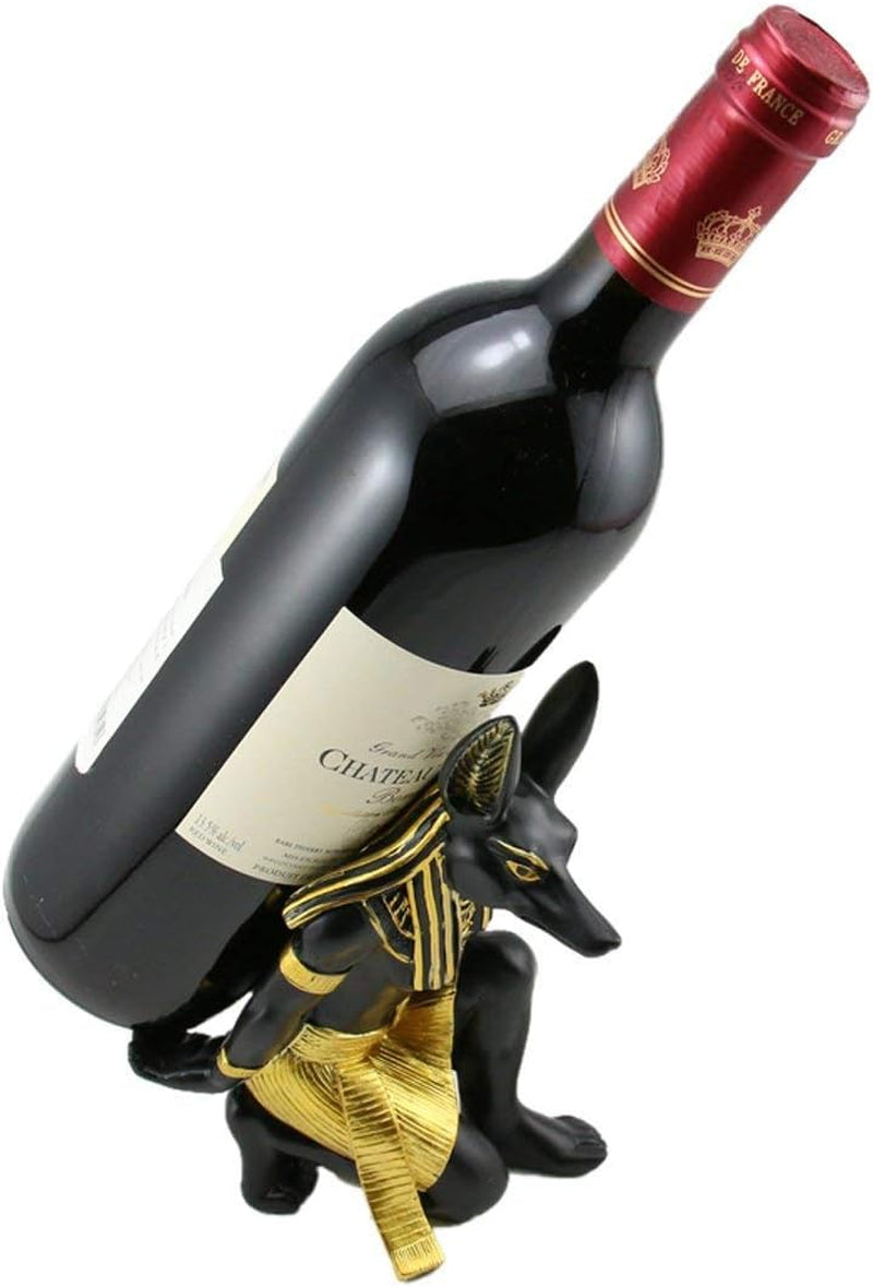 Anubis God Wine Rack Holder - Premium Resin Ancient Egyptian Deity Wine Bottle Stand for Home and Kitchen Decoration