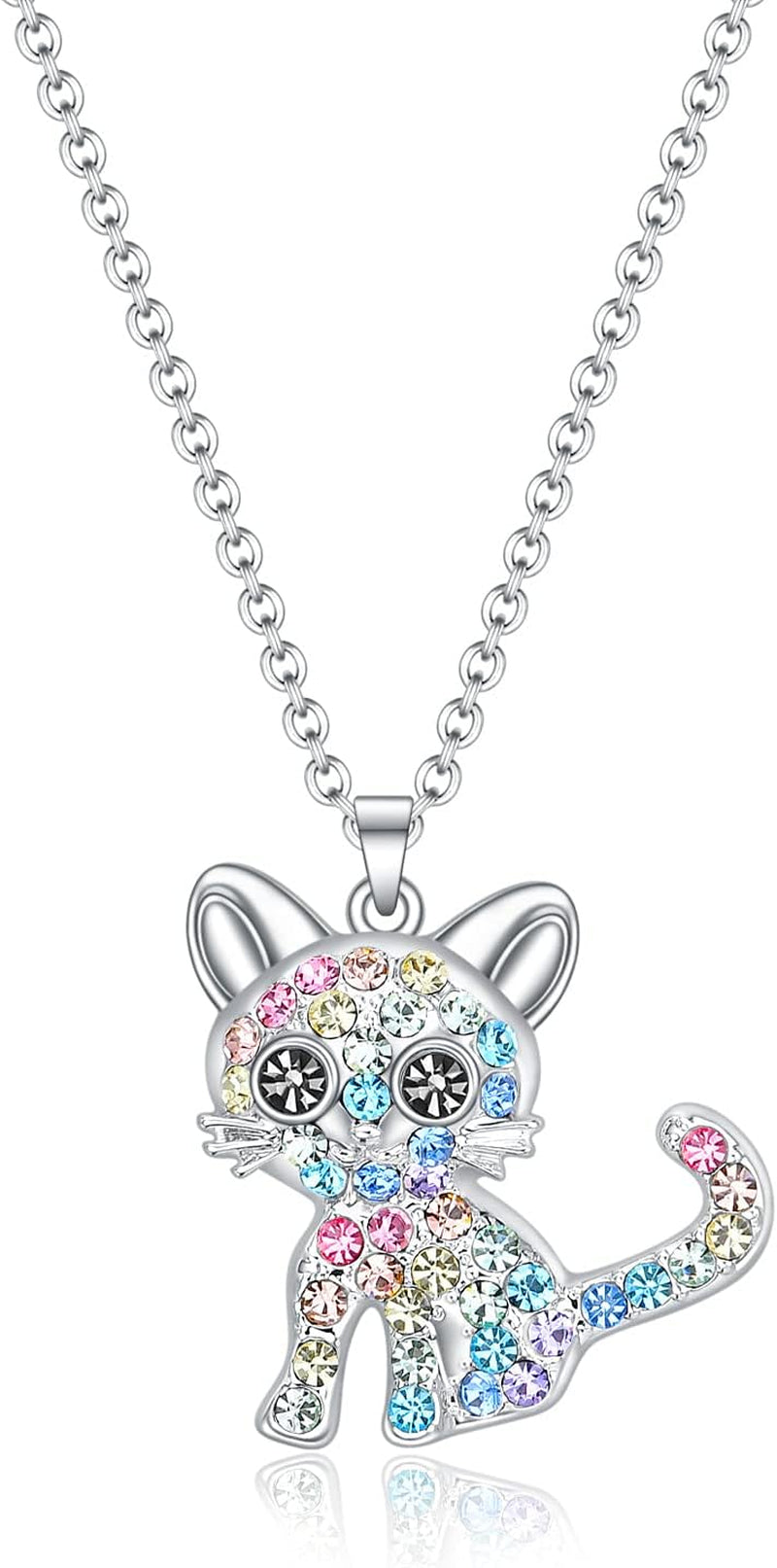 Cat-Themed Birthstone Necklace for Women - Elegant Kitty Pendant Jewelry for Cat Lovers