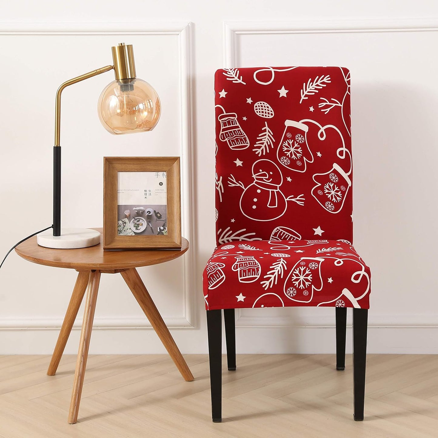 Set of 4 Stretchable, Removable, and Washable Dining Room Chair Protector Slipcovers for Christmas Decoration and Home Decor