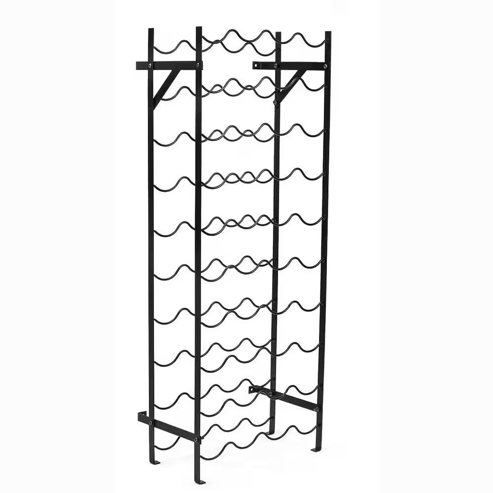 Stylish 40-Bottle Black Metal Tabletop Wine Rack