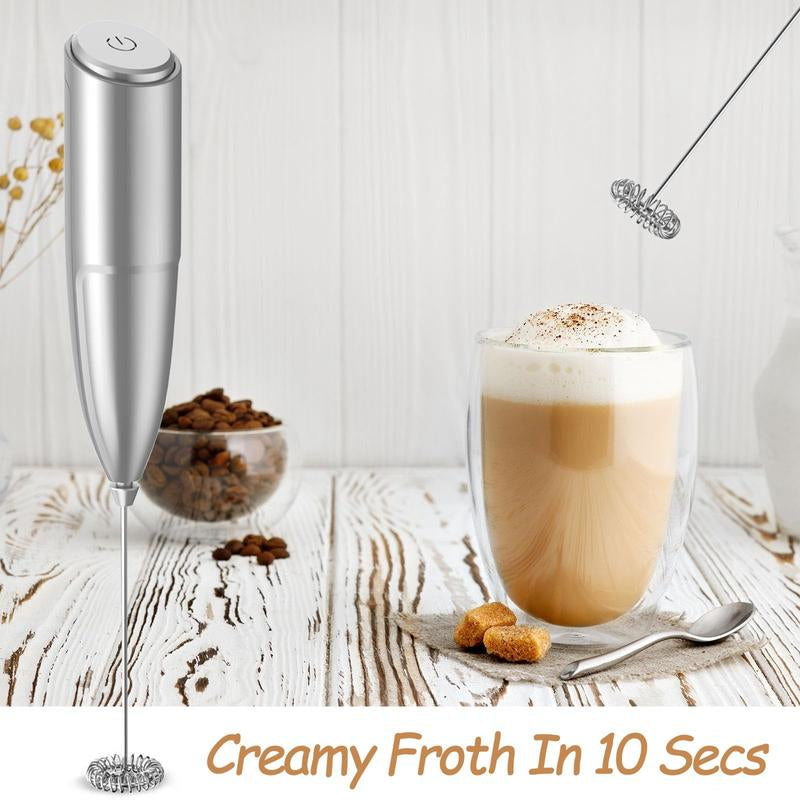 Hand Mixer - Milk Frother for Coffee Frother Handheld Foam Maker for Lattes, Electric Whisk Drink Mixer Mini Foamer for Cappuccino, Frappe, Matcha, Hot Chocolate Grey