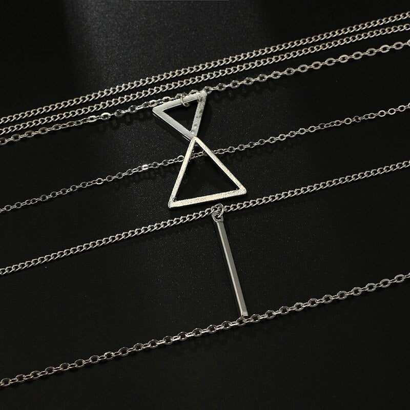 Triangle Bar Pendant Multilayer Women'S Necklace
