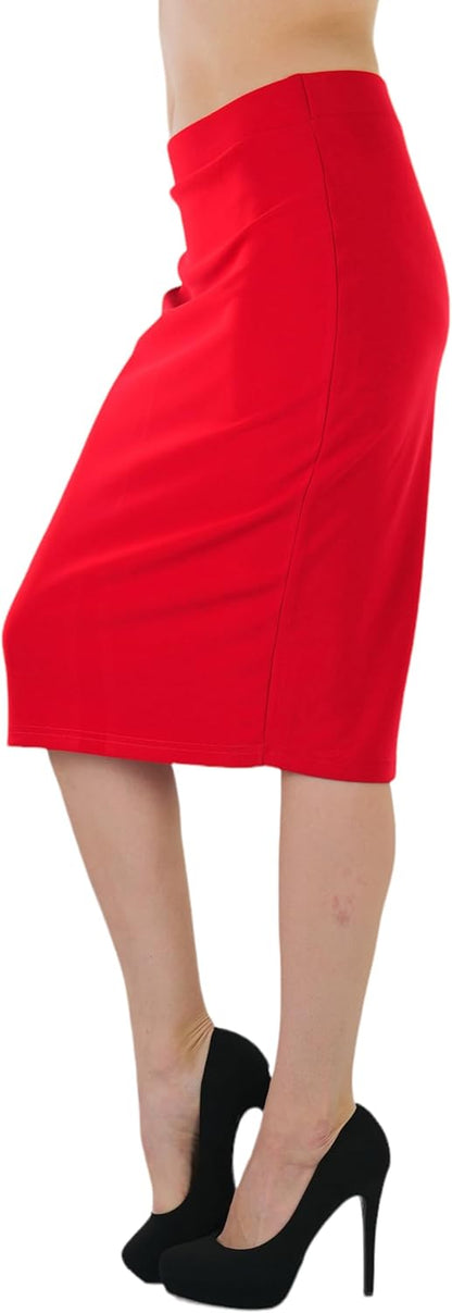 Women's Premium Cotton-Blend Knee-Length Skirt