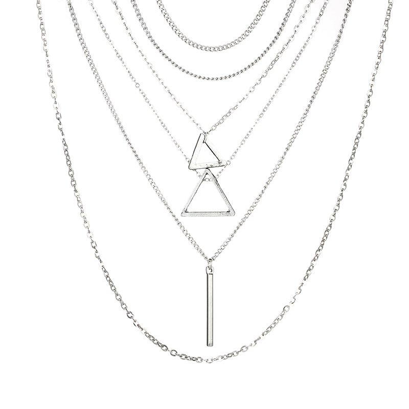Triangle Bar Pendant Multilayer Women'S Necklace