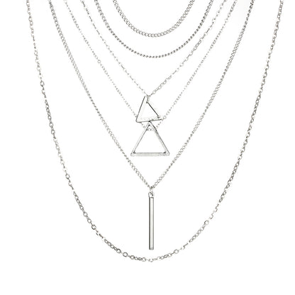 Triangle Bar Pendant Multilayer Women'S Necklace