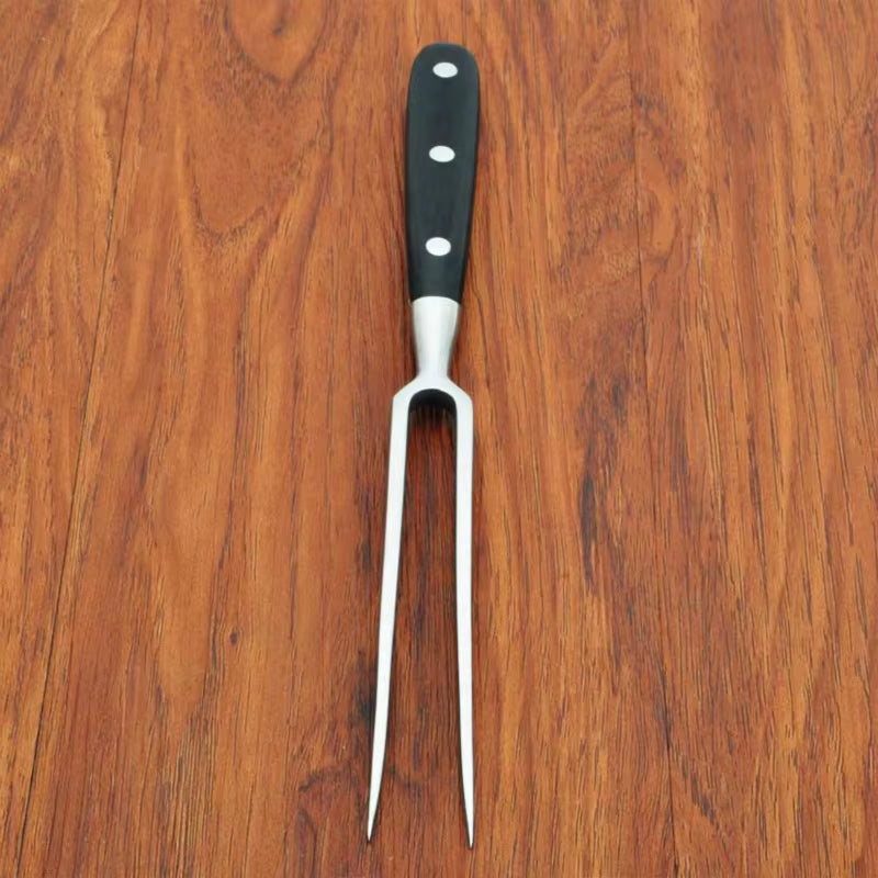 Kitchen Dining Tableware Stainless Steel Wooden Carving Meet Fork Free Shipping
