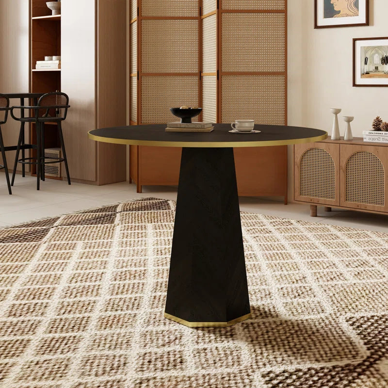 Round Dining Table with Trim, Glam Dining Table for Kitchen/Dining Room