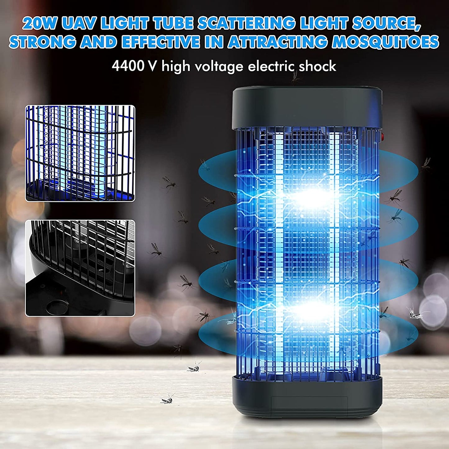 Indoor Electric Mosquito Zapper with 20W UV Light and 4400V Electric Shock Technology
