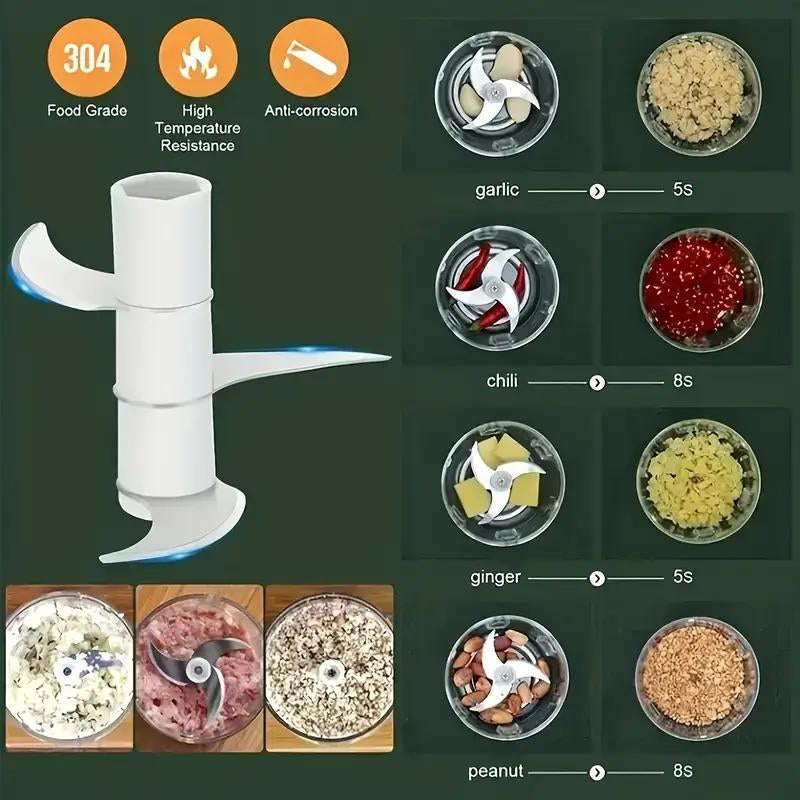 Electric Garlic Chopper,Usb RECHARGEABLE Mini Portable Vegetable Chopper,Garlic Grinder Masher,Wireless Food Processor for Ginger,Chili,Fruit,Meat Garlic Grinder Masher Onion Chopper