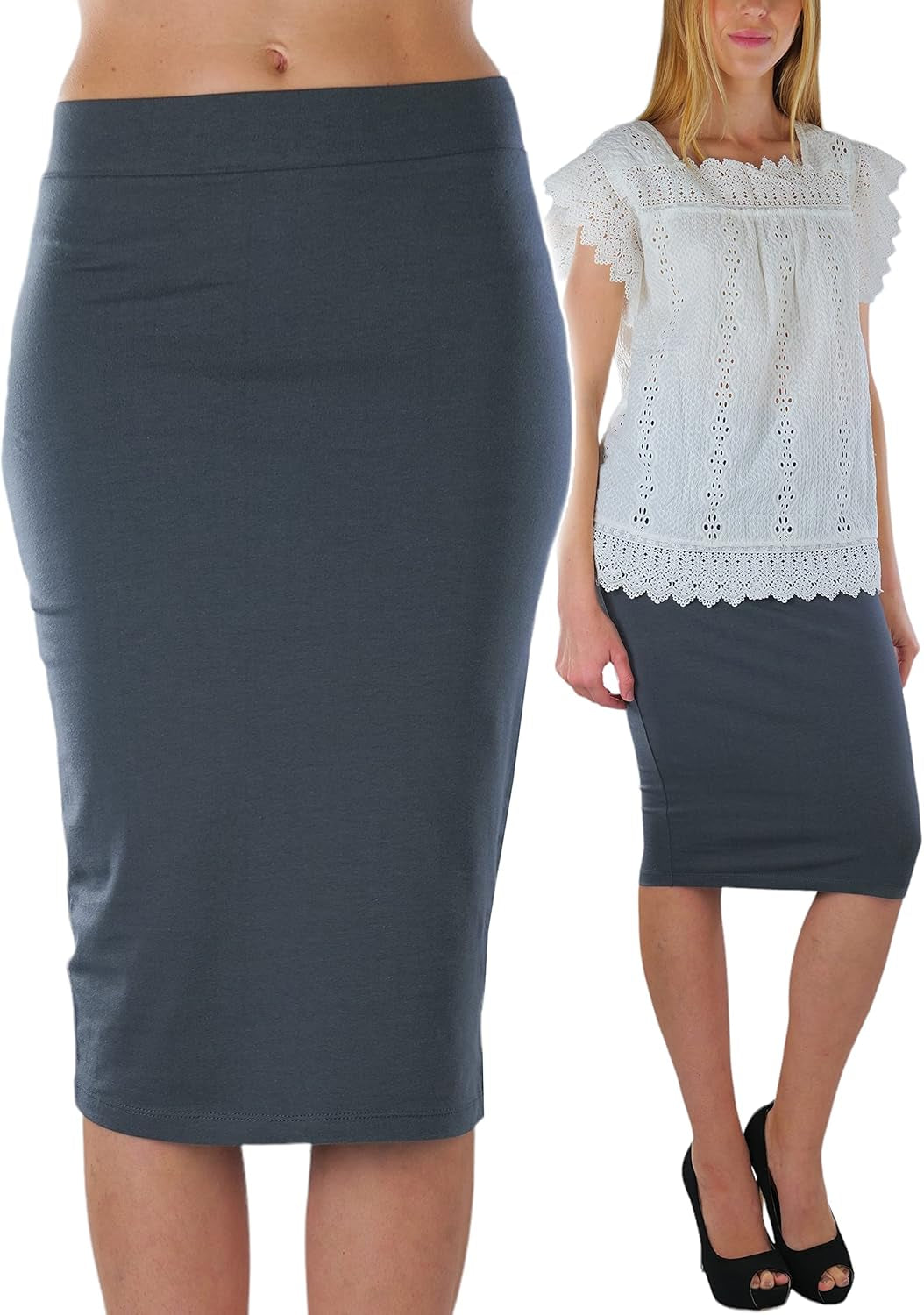 Women's Premium Cotton-Blend Knee-Length Skirt