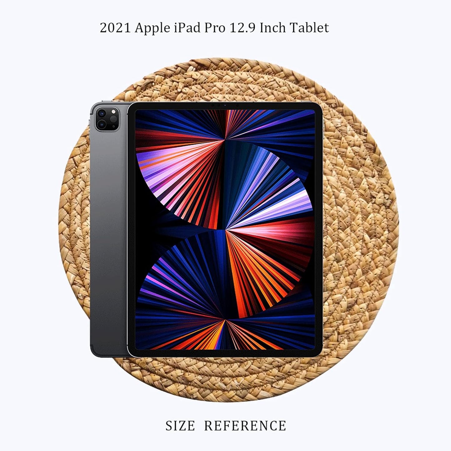 Set of 4 Round Woven Placemats from Natural Water Hyacinth, 13.5 Inch Rattan Heat-Resistant Outdoor Table Mats for Farmhouse and Boho Decor