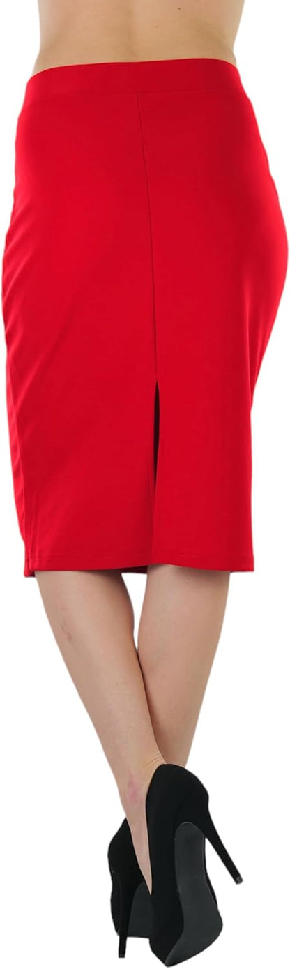 Women's Premium Cotton-Blend Knee-Length Skirt