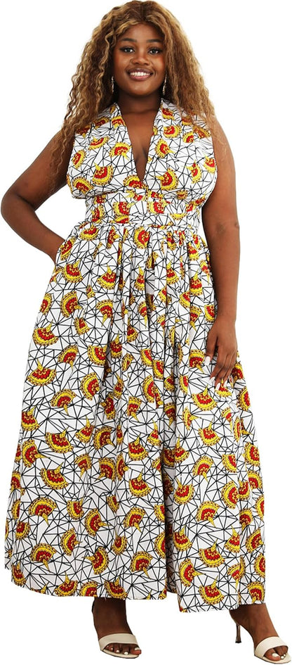 Women's African Print Maxi Dashiki Long Dress