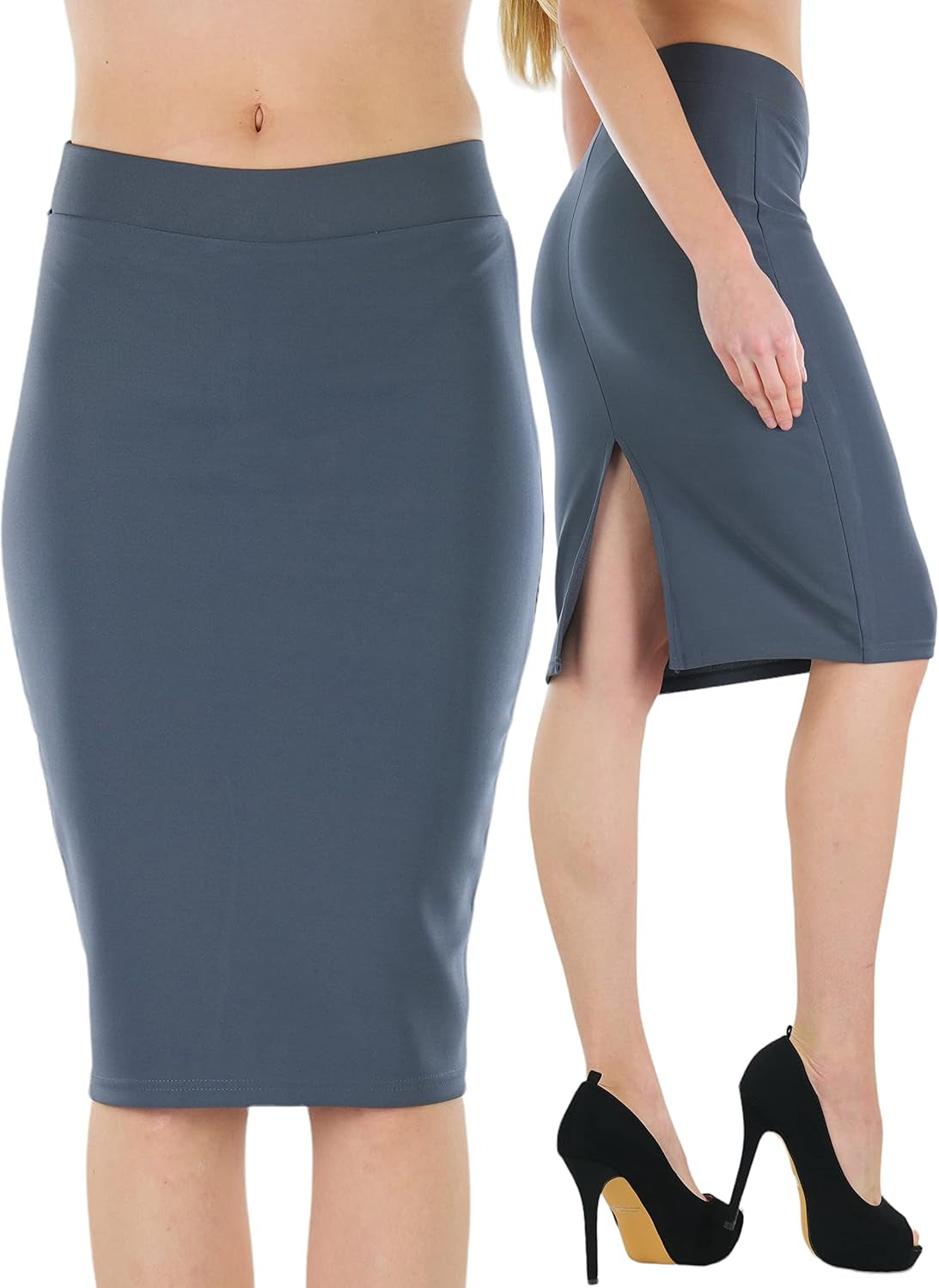 Women's Premium Cotton-Blend Knee-Length Skirt