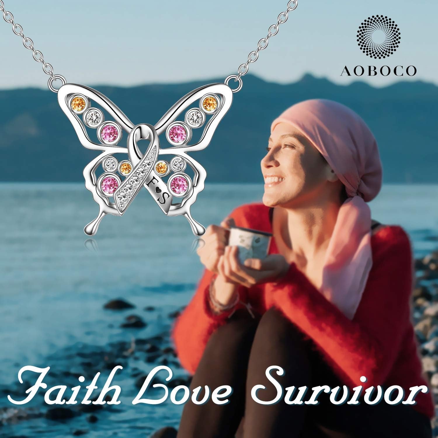 Sterling Silver Cancer Survivor Necklace - Thoughtful Gift for Breast and Ovarian Cancer Patients