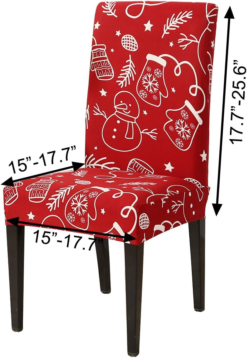 Set of 4 Stretchable, Removable, and Washable Dining Room Chair Protector Slipcovers for Christmas Decoration and Home Decor