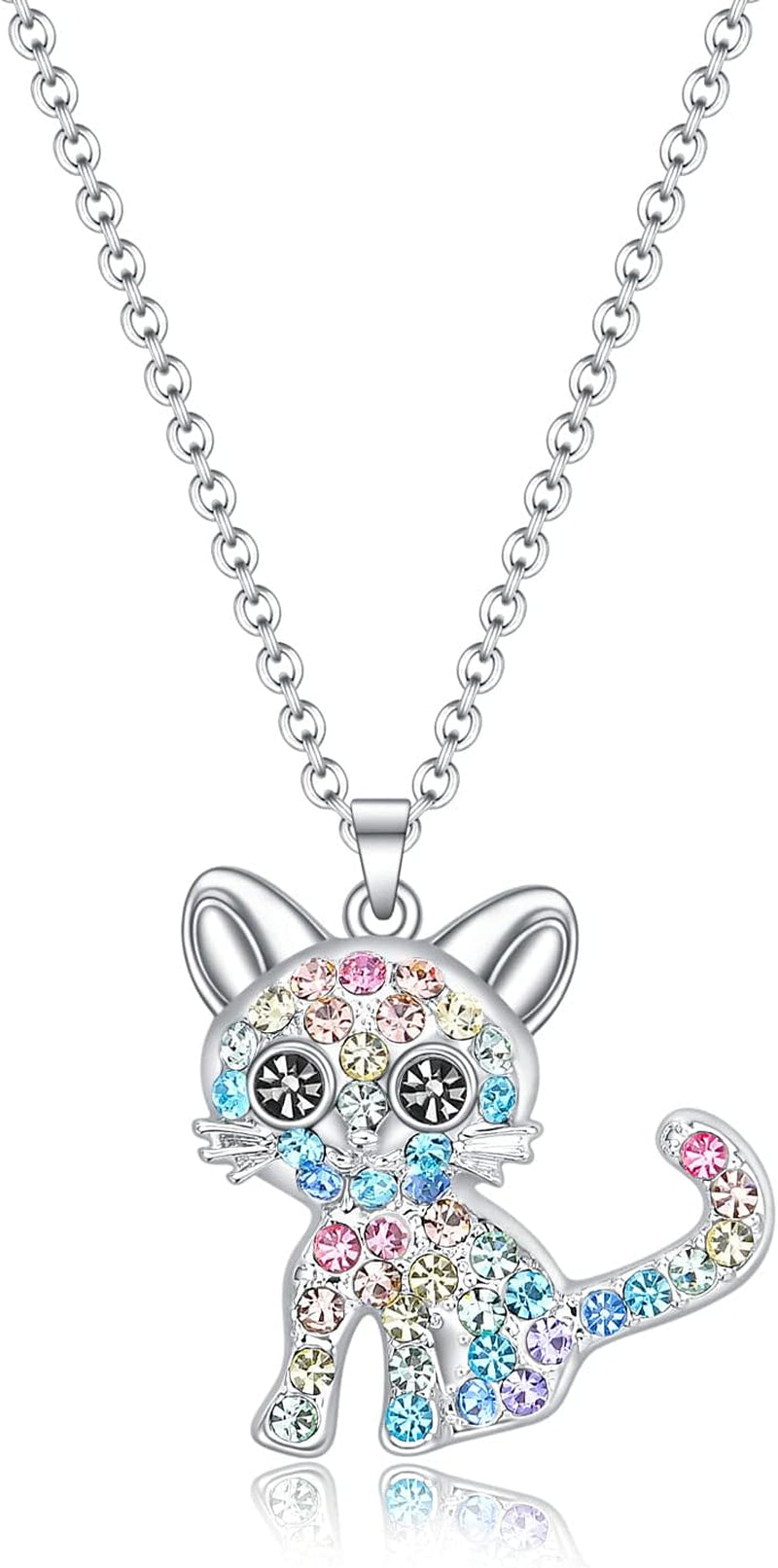 Cat-Themed Birthstone Necklace for Women - Elegant Kitty Pendant Jewelry for Cat Lovers