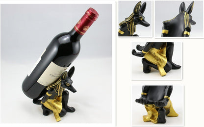 Anubis God Wine Rack Holder - Premium Resin Ancient Egyptian Deity Wine Bottle Stand for Home and Kitchen Decoration