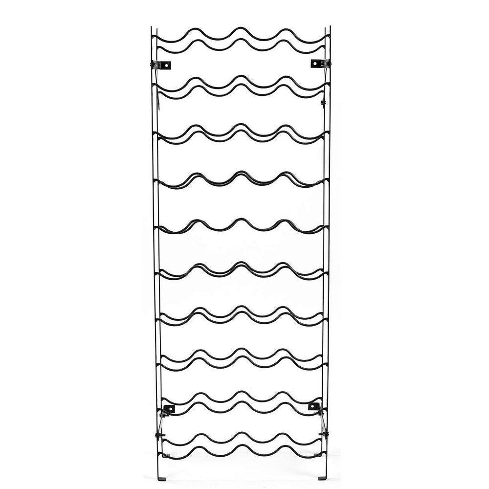 Stylish 40-Bottle Black Metal Tabletop Wine Rack