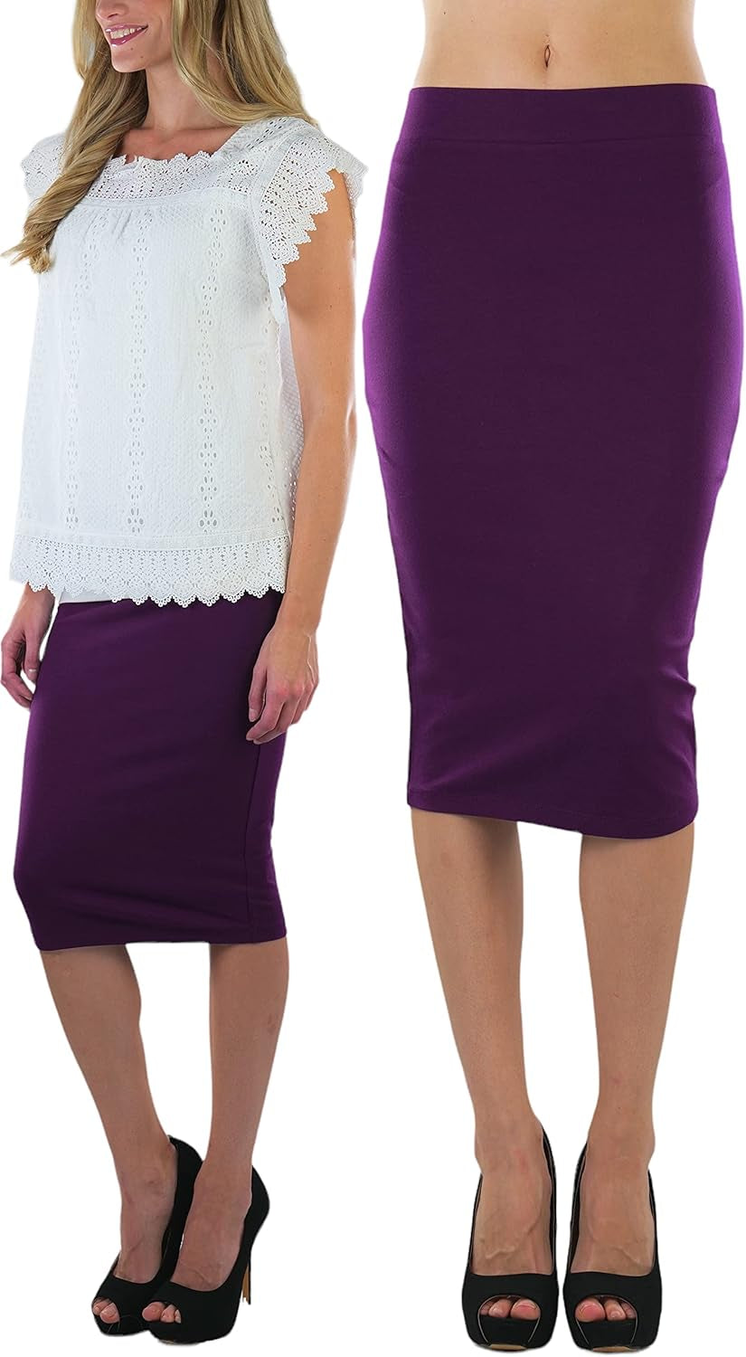 Women's Premium Cotton-Blend Knee-Length Skirt