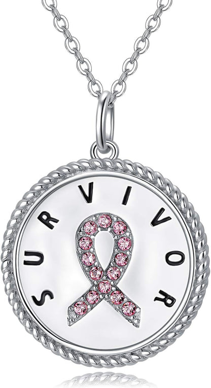 Sterling Silver Cancer Survivor Necklace - Thoughtful Gift for Breast and Ovarian Cancer Patients