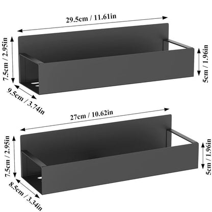 Metal 4 Pack Magnetic Spice Storage Rack Organizer for Refrigerator and Oven, Black Fridge Organizers and Storage- Moveable Fridge Magnetic Spice Racks,Metal Black(Mixed Metal and Plastic Hair)