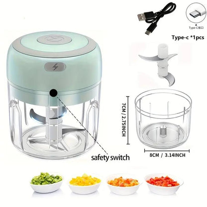 Electric Garlic Chopper,Usb RECHARGEABLE Mini Portable Vegetable Chopper,Garlic Grinder Masher,Wireless Food Processor for Ginger,Chili,Fruit,Meat Garlic Grinder Masher Onion Chopper