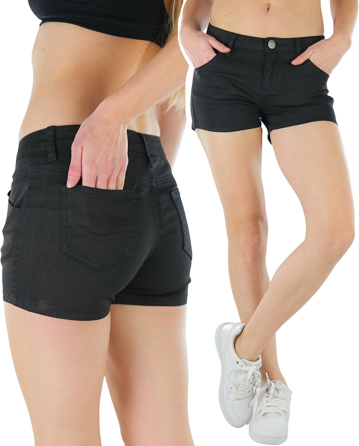 Women's Stretch Twill Denim Shorts with Pockets