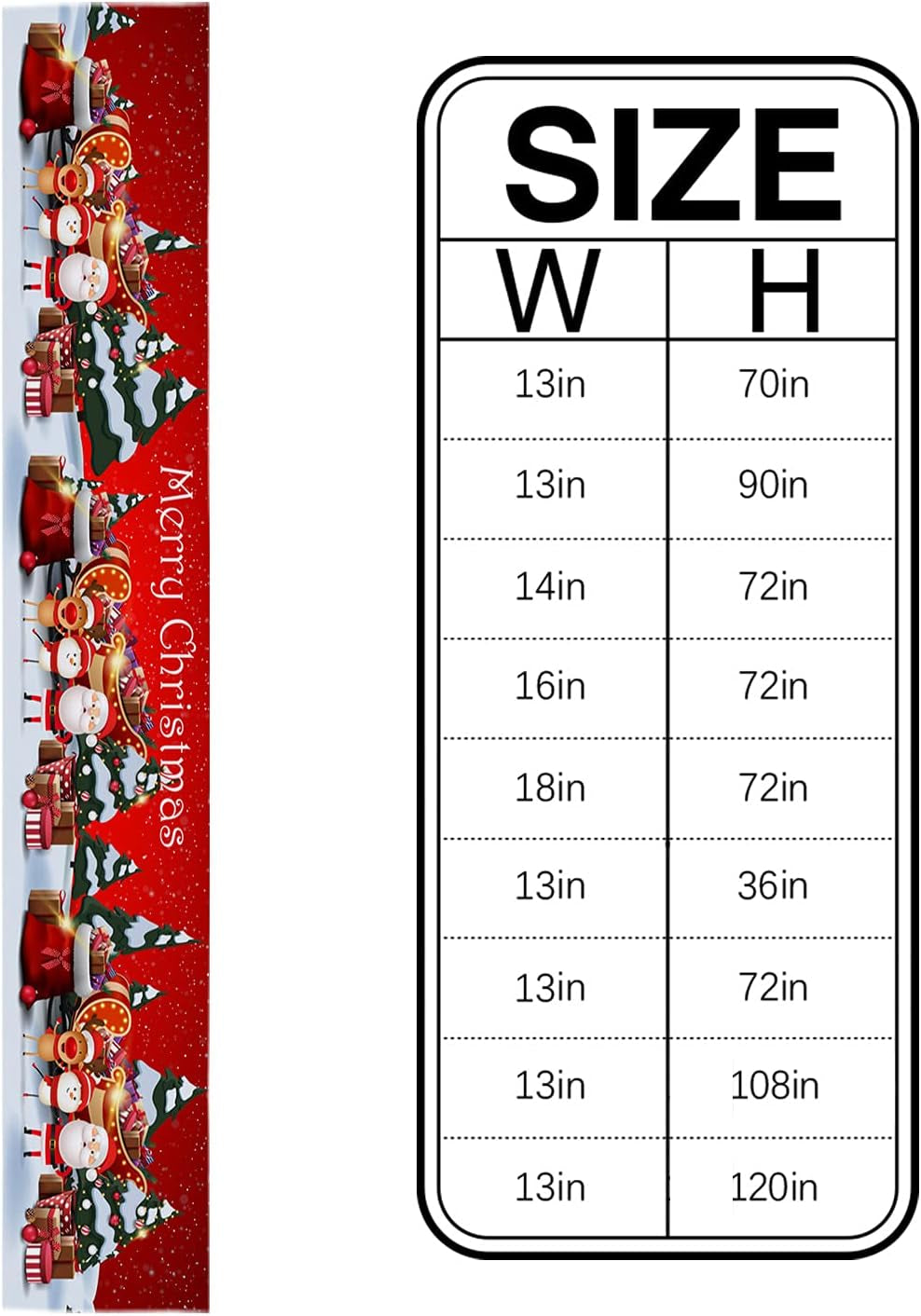 Christmas Table Runner - 70 Inches Long - Festive Red Decor Featuring Santa Claus - Ideal for Kitchen, Dining, Coffee, Weddings, Parties, and Birthdays - 13x70 Inches