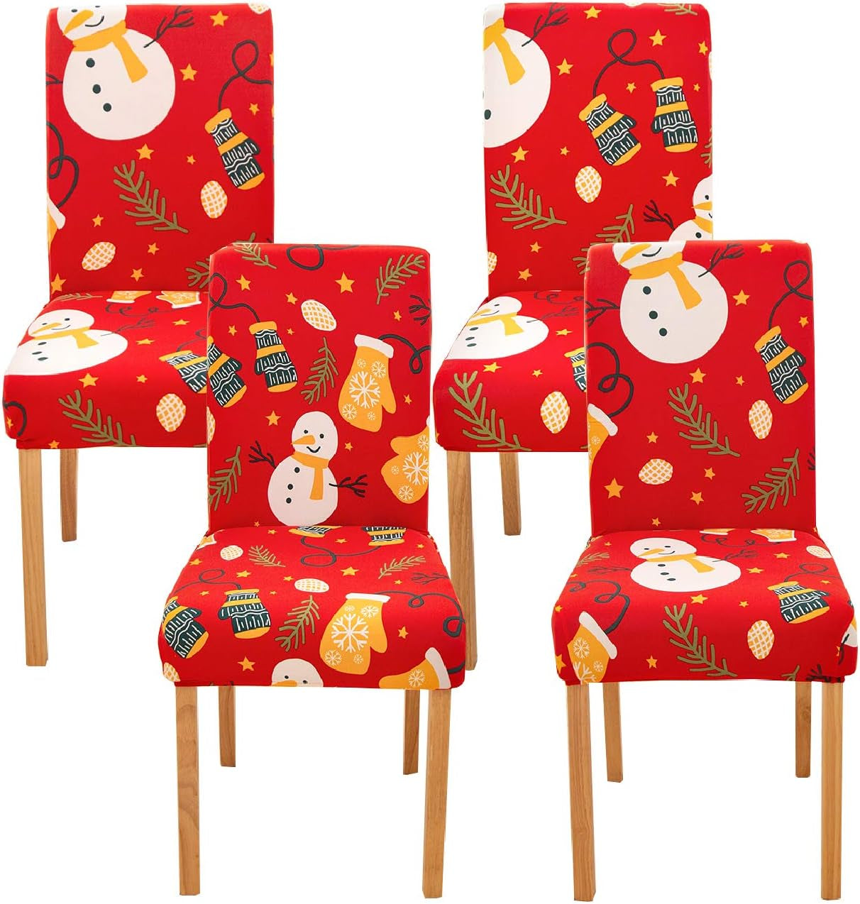 Set of 4 Stretchable, Removable, and Washable Dining Room Chair Protector Slipcovers for Christmas Decoration and Home Decor
