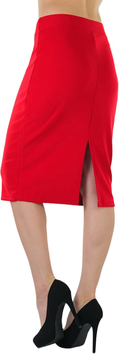Women's Premium Cotton-Blend Knee-Length Skirt