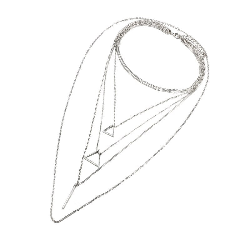 Triangle Bar Pendant Multilayer Women'S Necklace