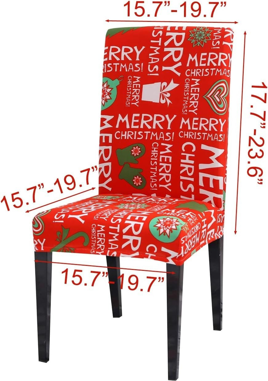 4PCS Christmas Chair Stretch Slipcovers Holiday Kitchen/Dining Decorations Set