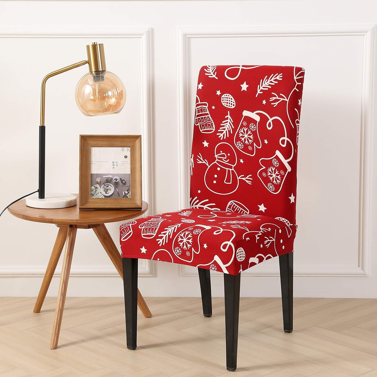 Set of 4 Stretchable, Removable, and Washable Dining Room Chair Protector Slipcovers for Christmas Decoration and Home Decor