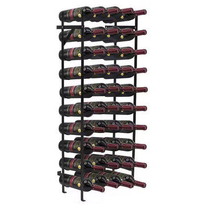 Stylish 40-Bottle Black Metal Tabletop Wine Rack