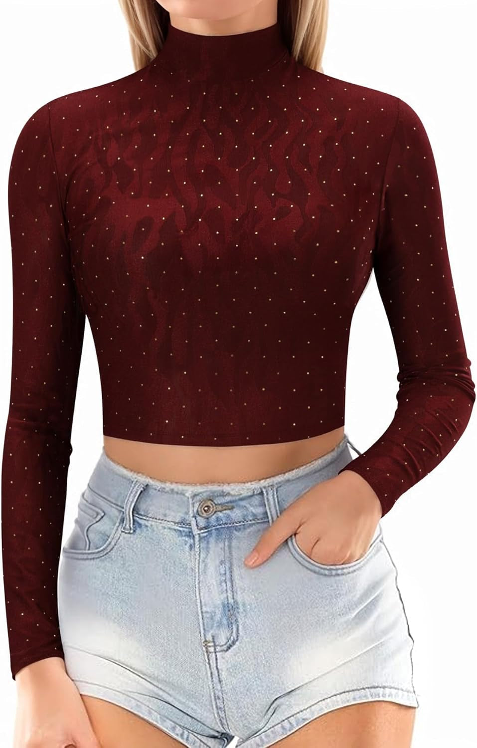 Women's Sheer Mesh Short and Long Sleeve Crop Top Blouse
