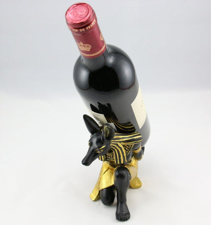 Anubis God Wine Rack Holder - Premium Resin Ancient Egyptian Deity Wine Bottle Stand for Home and Kitchen Decoration