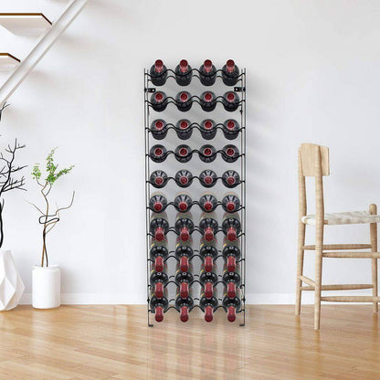 Stylish 40-Bottle Black Metal Tabletop Wine Rack