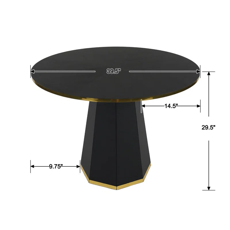 Round Dining Table with Trim, Glam Dining Table for Kitchen/Dining Room