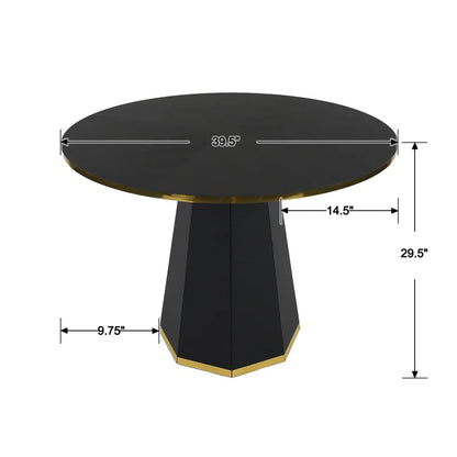 Round Dining Table with Trim, Glam Dining Table for Kitchen/Dining Room
