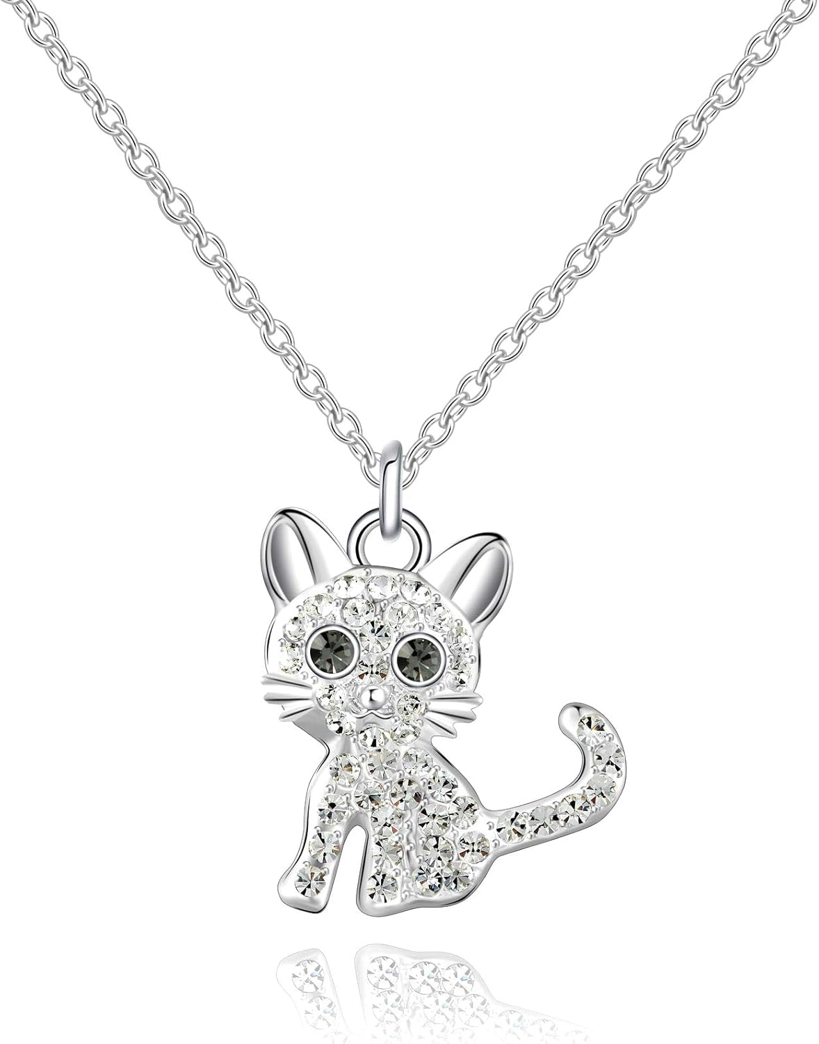 Cat-Themed Birthstone Necklace for Women - Elegant Kitty Pendant Jewelry for Cat Lovers