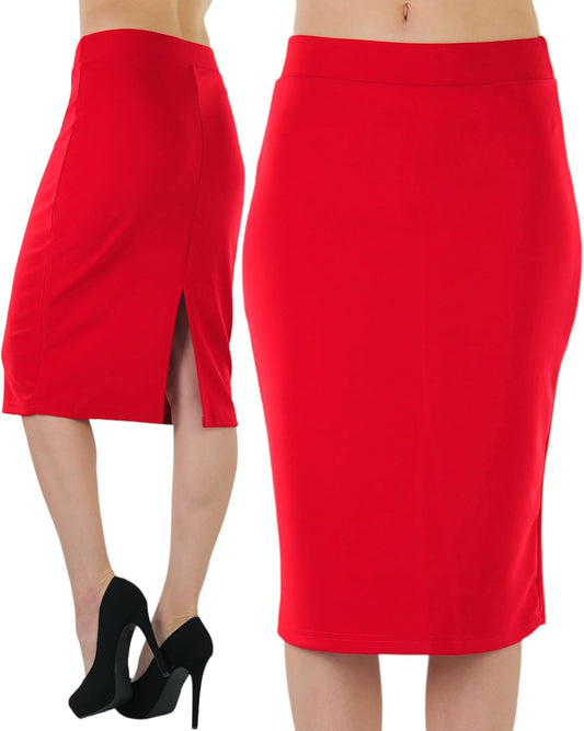 Women's Premium Cotton-Blend Knee-Length Skirt