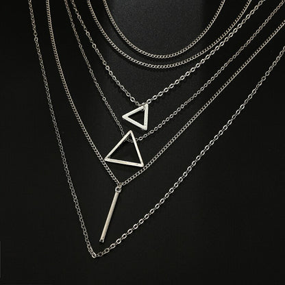 Triangle Bar Pendant Multilayer Women'S Necklace