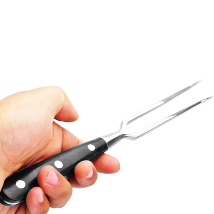 Kitchen Dining Tableware Stainless Steel Wooden Carving Meet Fork Free Shipping