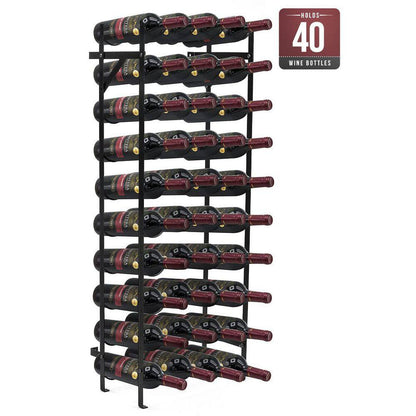 Stylish 40-Bottle Black Metal Tabletop Wine Rack