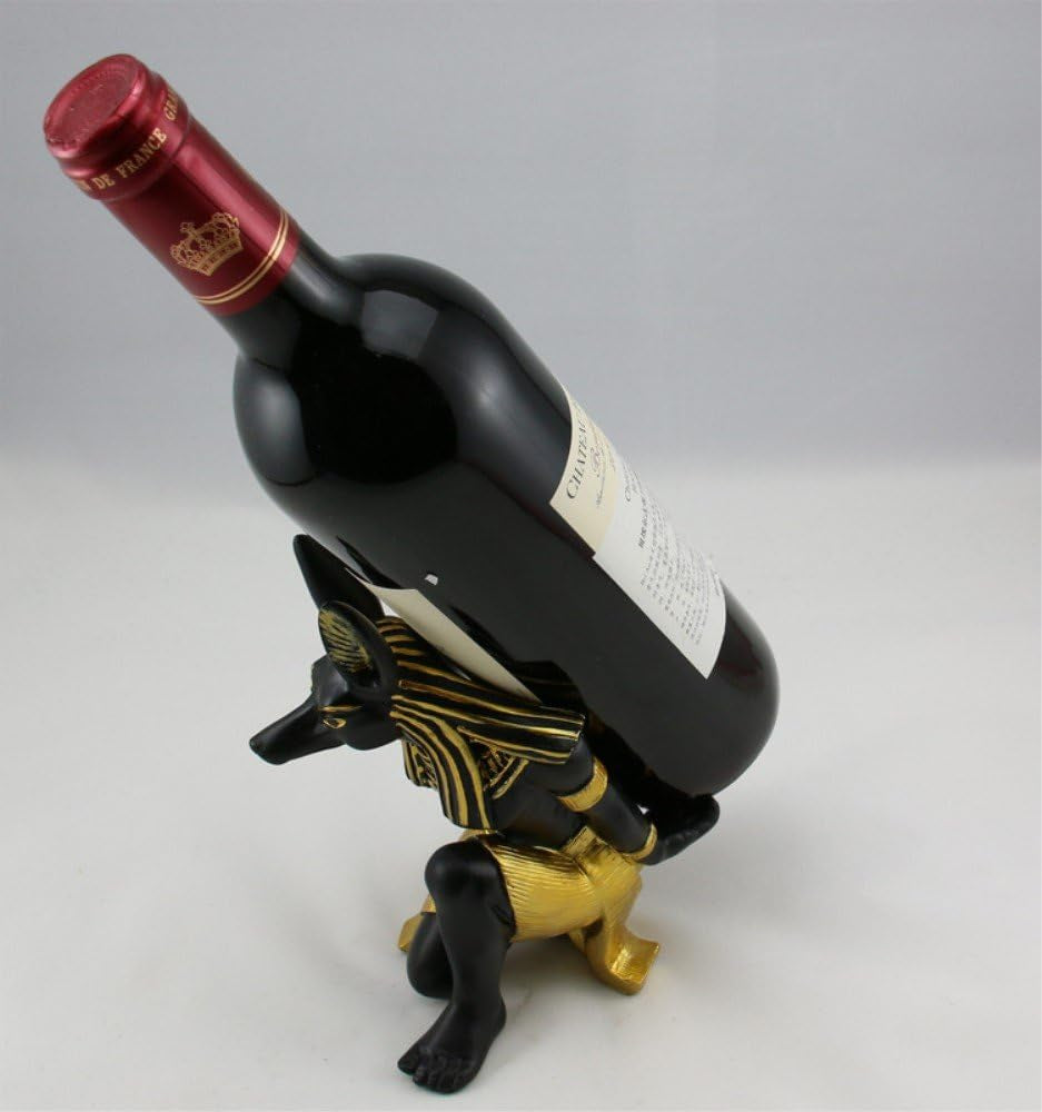 Anubis God Wine Rack Holder - Premium Resin Ancient Egyptian Deity Wine Bottle Stand for Home and Kitchen Decoration